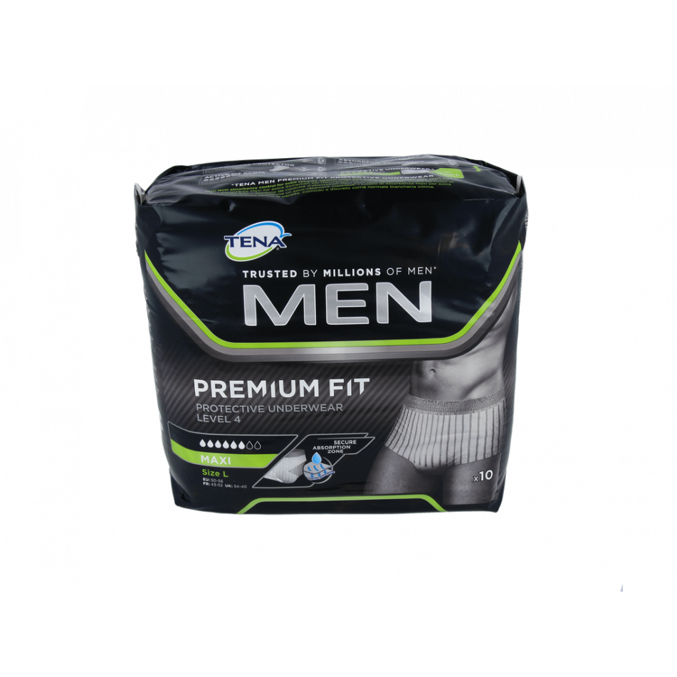 Pañal Tena Men Protect Under (Calzoncillo) T/L Level 4 10 U 6 Gotas