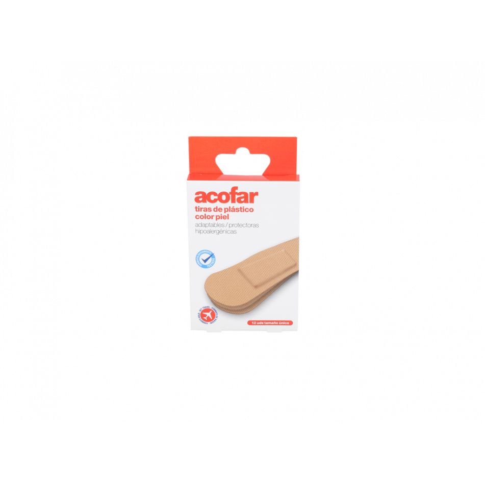 Acofar Tiras Plast Apos Adh C/Piel Viaje 12 U