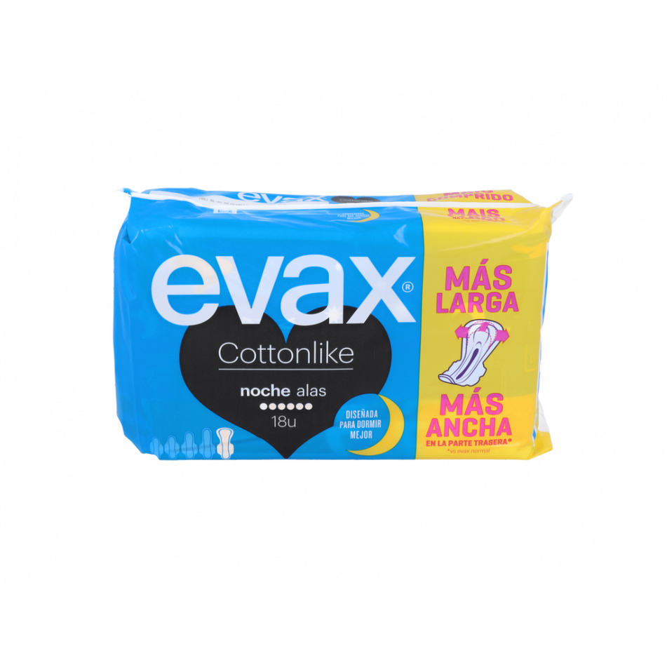 Compresa Hig Evax Cottonlike Alas Noche 18 U