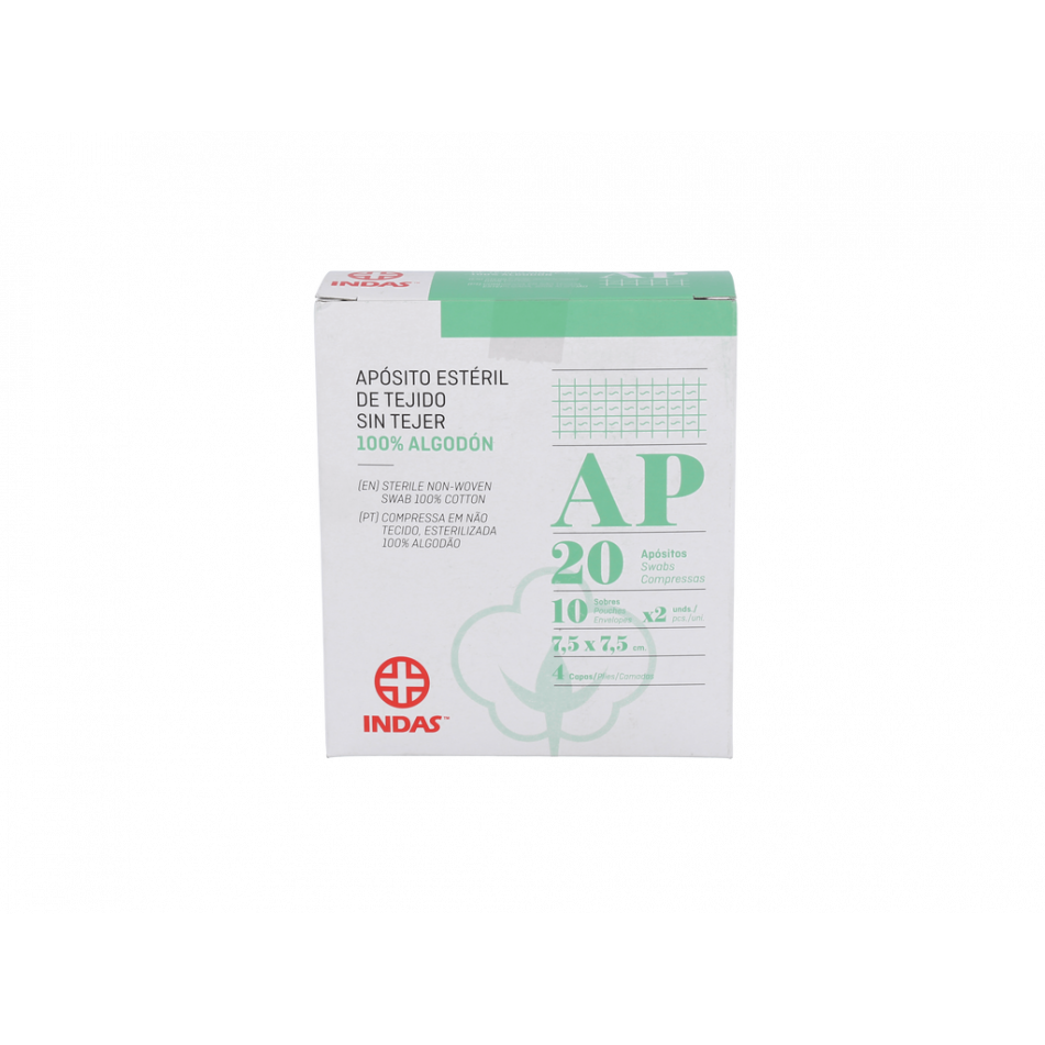 Aposito Indas 100% Algodon Sin Tejer 7,5 X 7,5 Cm
