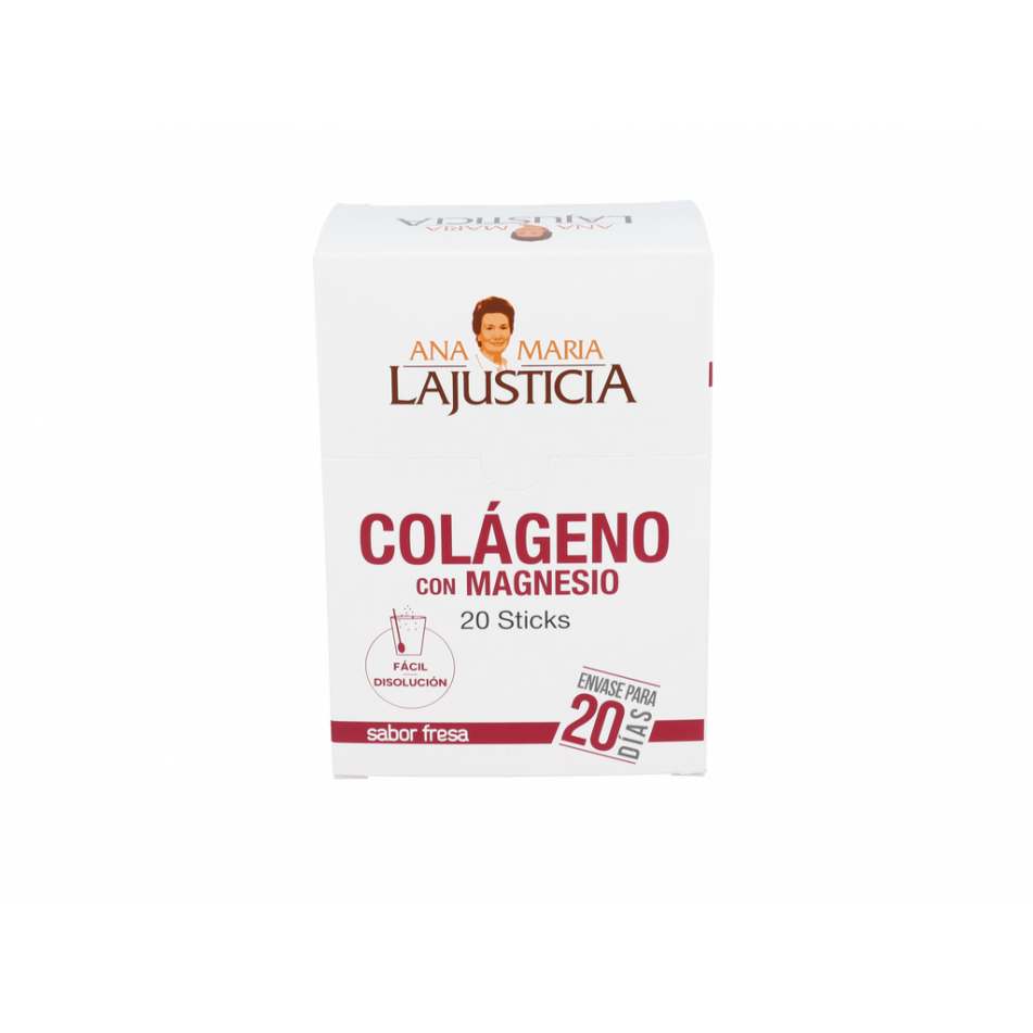 Colageno Magnesio Lajusticia Fresa 20 Sticks 5 G